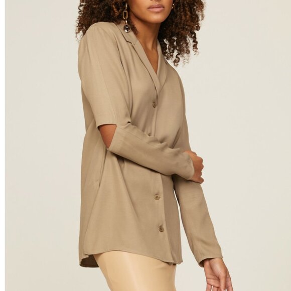 TIBI Cutout Elbow Button Up Top Size 4 - Picture 1 of 8